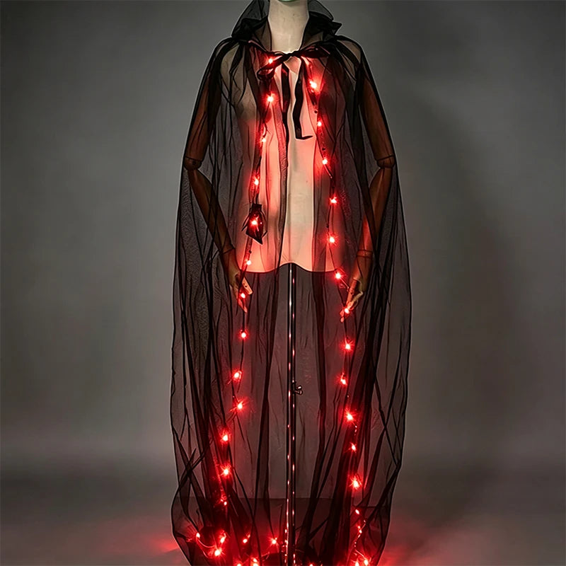 LED Light-Up Ghost Cloak – Halloween Cape & Hat Set Options