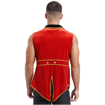 Men's Circus Ringmaster Tailcoat Sleeveless Vest Jacket Lion Tamer Costume - alternate view 3