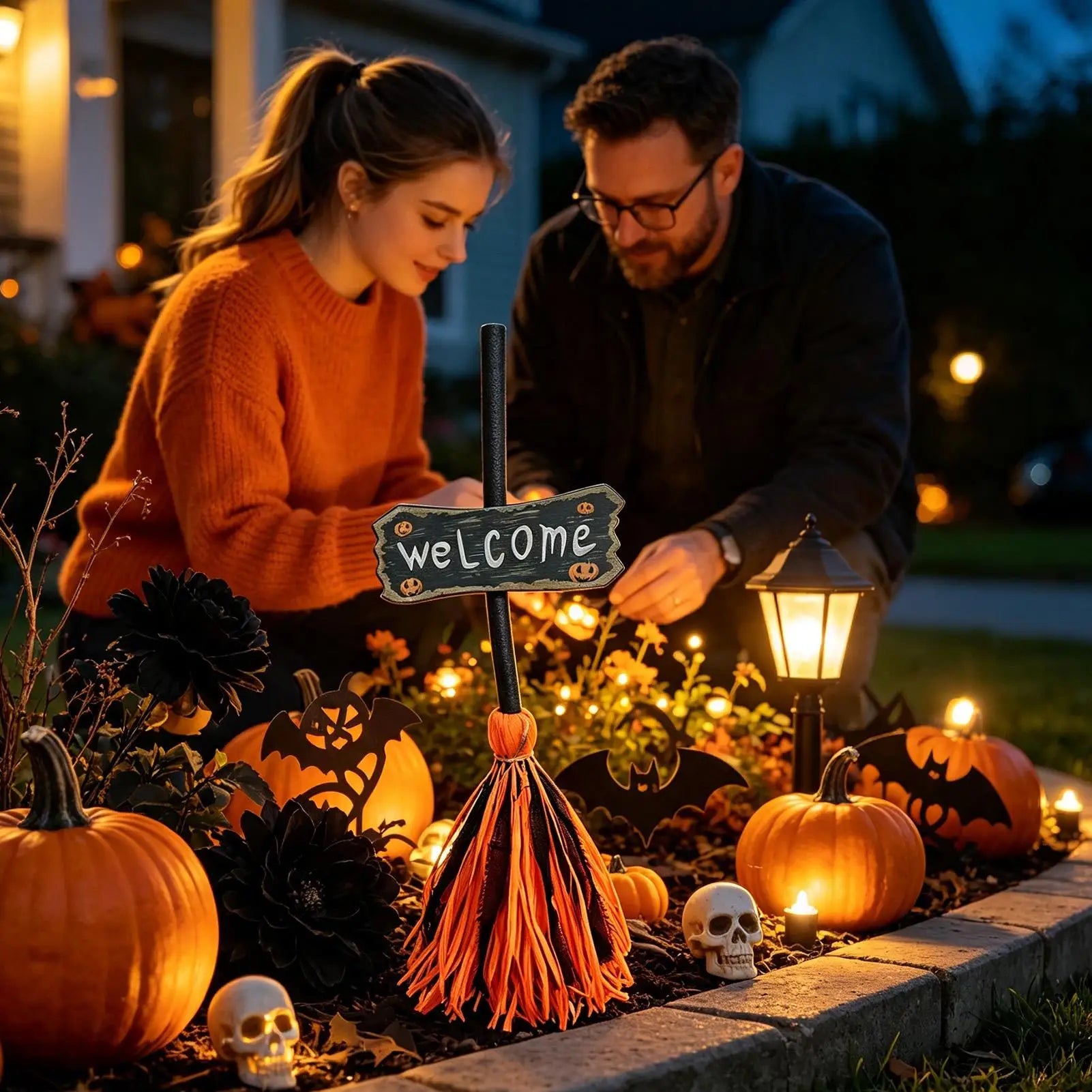 Halloween Broom Animated Moving Light Up Spooky Dancing Decor Witches Broom - product image 1