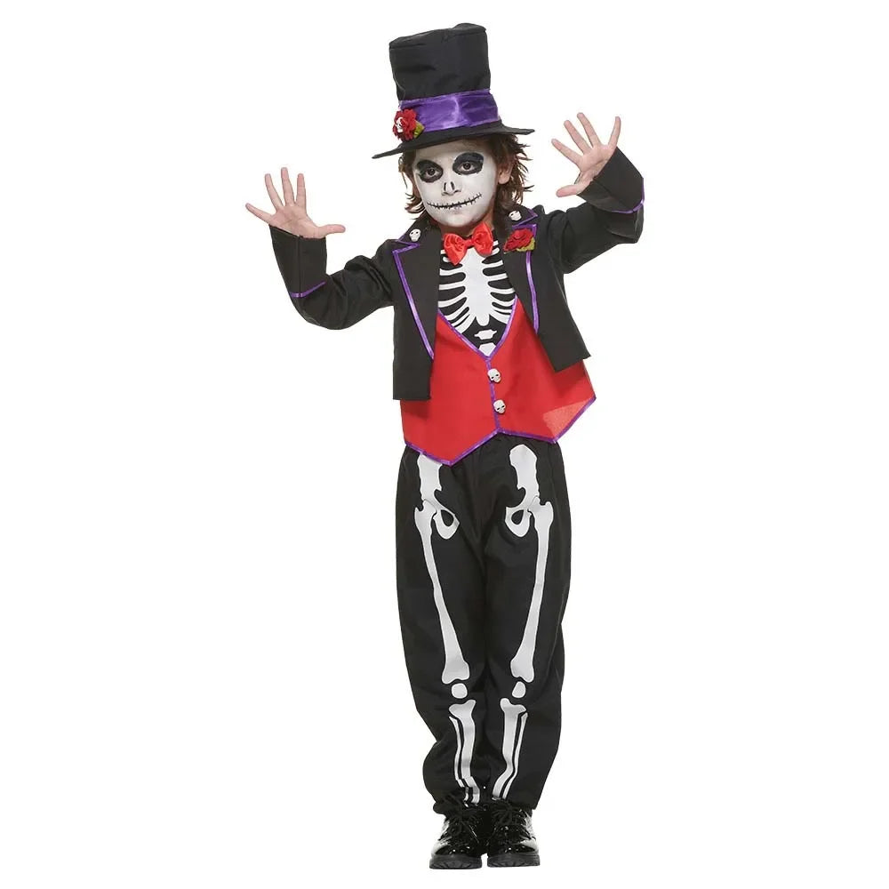 Fearful Black Children Kids Boy Skeleton Ghost Cosplay Costume Theme Party Halloween - product image 4