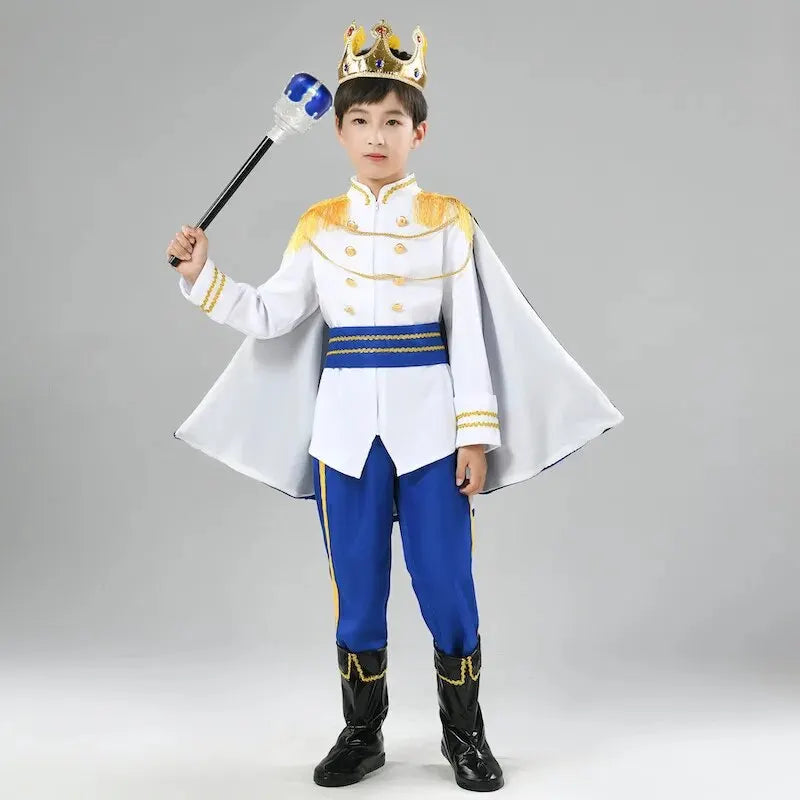 7 Pieces King Costume Medieval Royal Red Prince Full Set Outfits Halloween Up Costume - 003 / 130