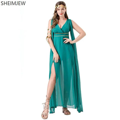 Women's Greek Ancient Goddess Cleopatra Sexy V-neck Maxi Masquerade Costume - alternate view 2