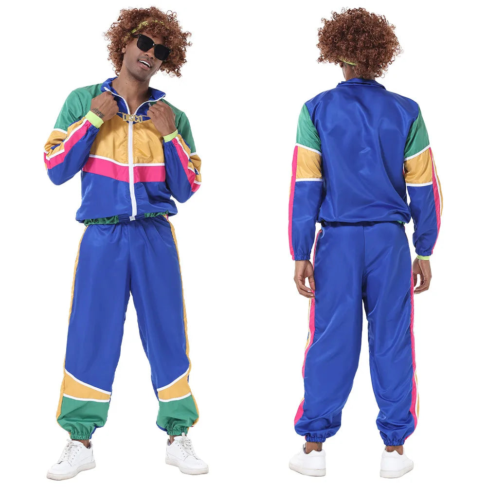 Adult Women Men 80s 90s Retro Sportwear Hippie Disco Cosplay Costume Outfits Halloween Carnival Suit Party - product image 12