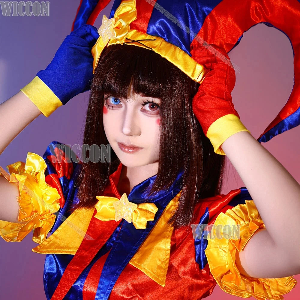 Circus Clown Costume Wig Halloween Scary Pommni Hat Cartoon Complete Unisex Outfit Wig - Hat / XS