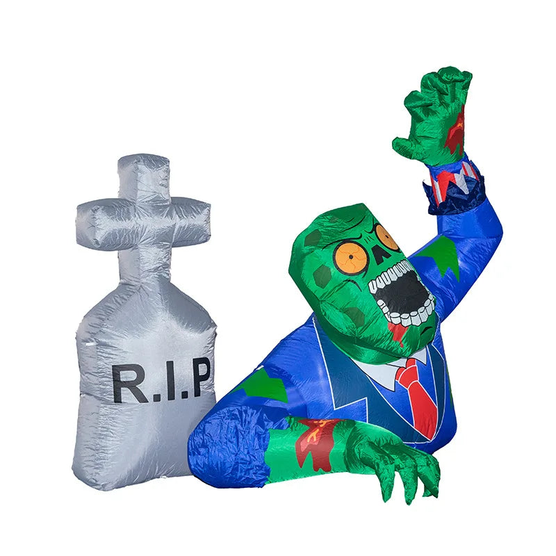 1.6M Halloween Inflatable Zombies Crawled Out of The Grave Decoration RIP Tomb Zombie Ghost Outdoor Yard Garden Halloween Decor