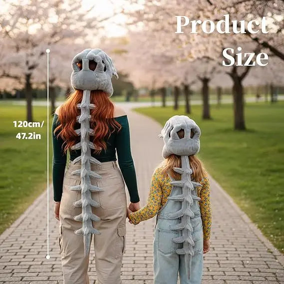 Dinosaur Skeleton Funny Headgear Plush Hat Male Cosplay Doll Funny Skeleton Gray Purple Grass Green Halloween - product image 4