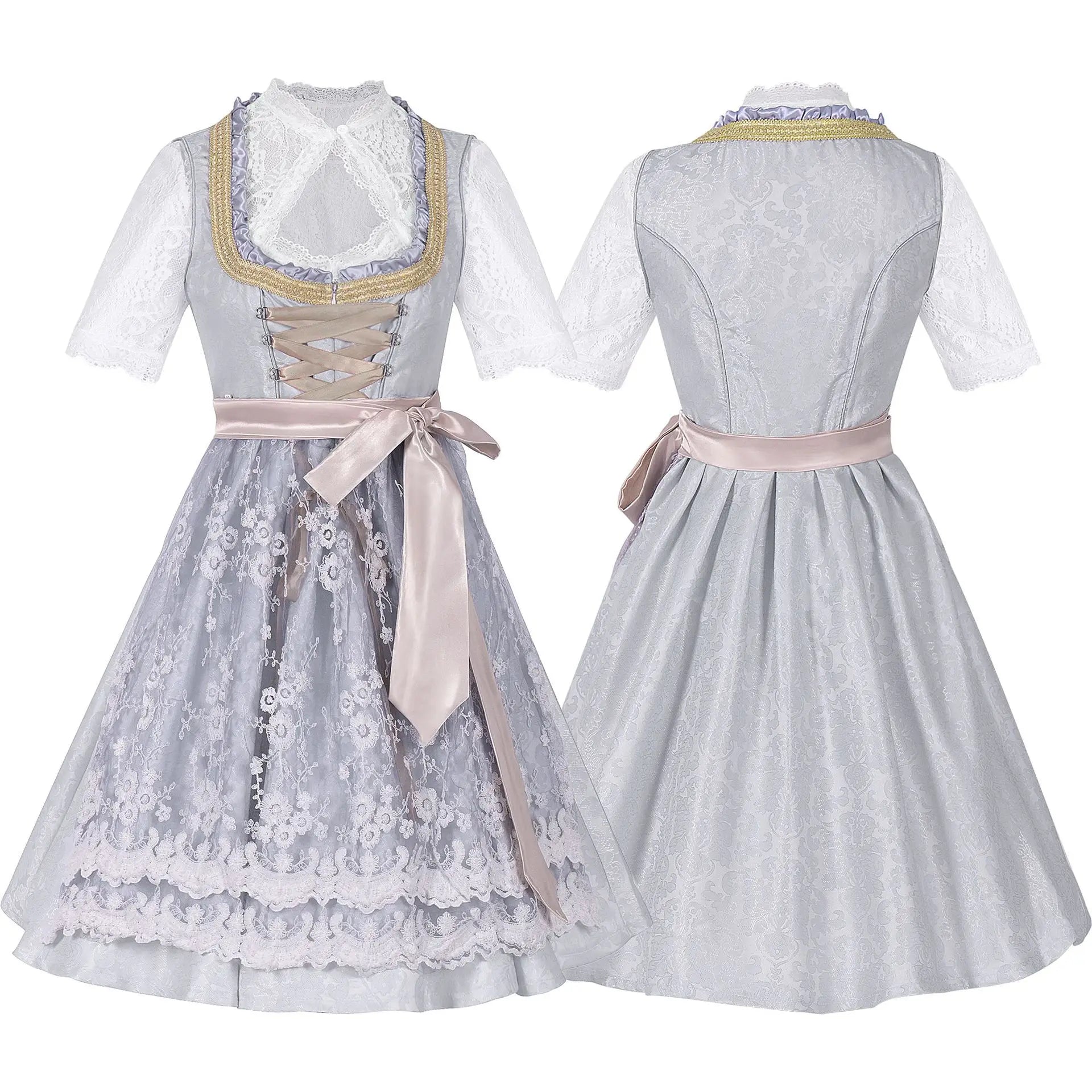 Kids' German Oktoberfest Maid Bavarian Traditional Embroidery Halloween Costume - 012 / L