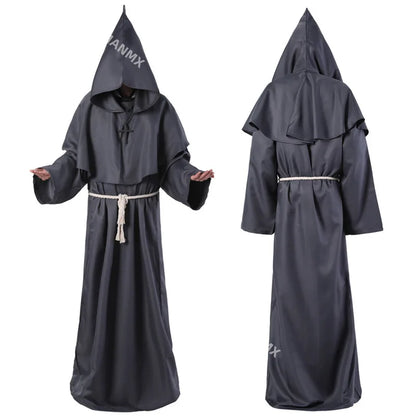 Halloween Men Medieval Monk Robes Monk Costumes Wizard Costumes Priest Costumes Costume - black / S