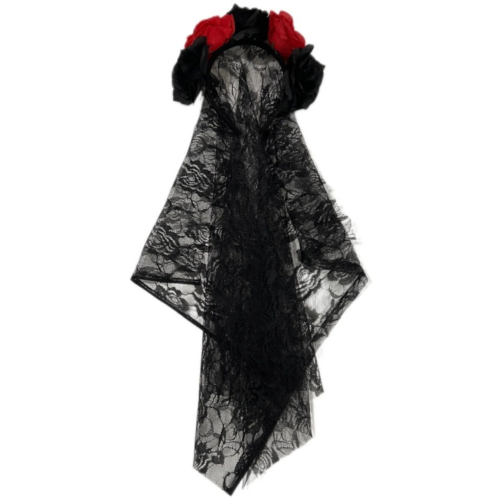 1-Piece Ghost Bride Floral Lace Veil Headbands, 4-Piece Set, Spooky & Elegant - product image 6