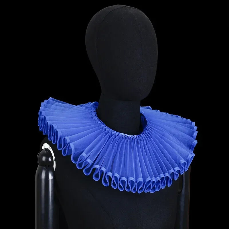 Clown Costume Collar Victorian Renaissance Neck Ruffle Choker Vintage Mesh Neck Halloween - Black / one size