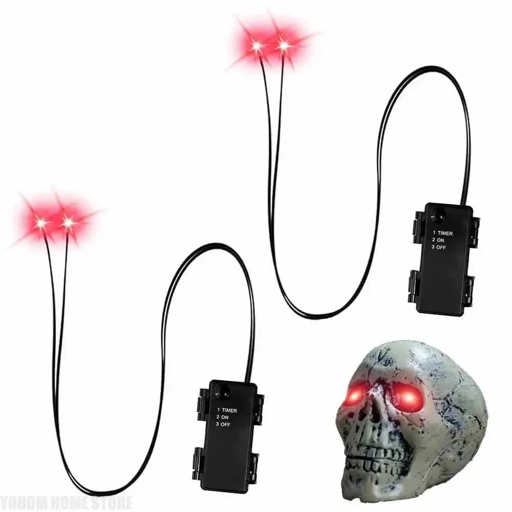 LED Glowing Skeleton Eyes - 2 Pcs Timer - Controlled Halloween Props for - product image 2