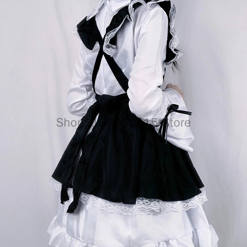 Halloween Maid Outfit Lolita Costume Cute Sexy Erotic Kawaii Cafe Costume Black White Men - male / S