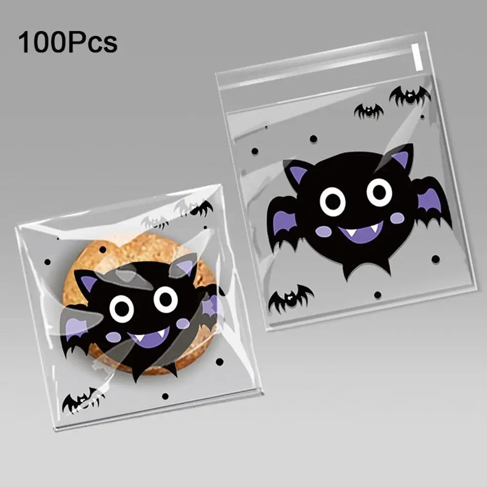 100Pcs Plastic Halloween Candy Bags Self-adhesive Clear Trick or Treat Bags Ghost Halloween Series Candy - product image 12