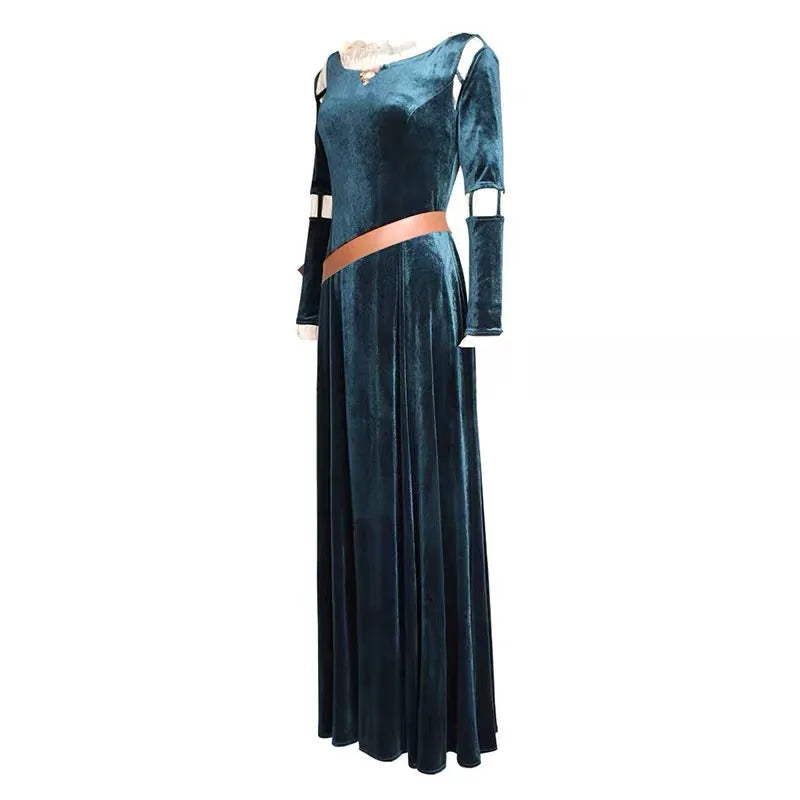 Brave Princess Merida Halloween Costumes for Adults Women Movie Costume Princess Dressfor - Navy Blue / XL