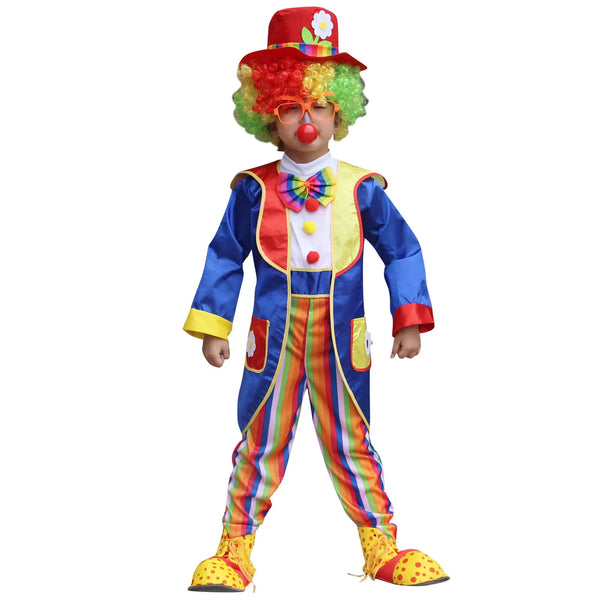 Boys Girls Circus Clown Costume Halloween Theme Party Carnival Performance Clothes Striped Jumpsuit with Coat - product image 1