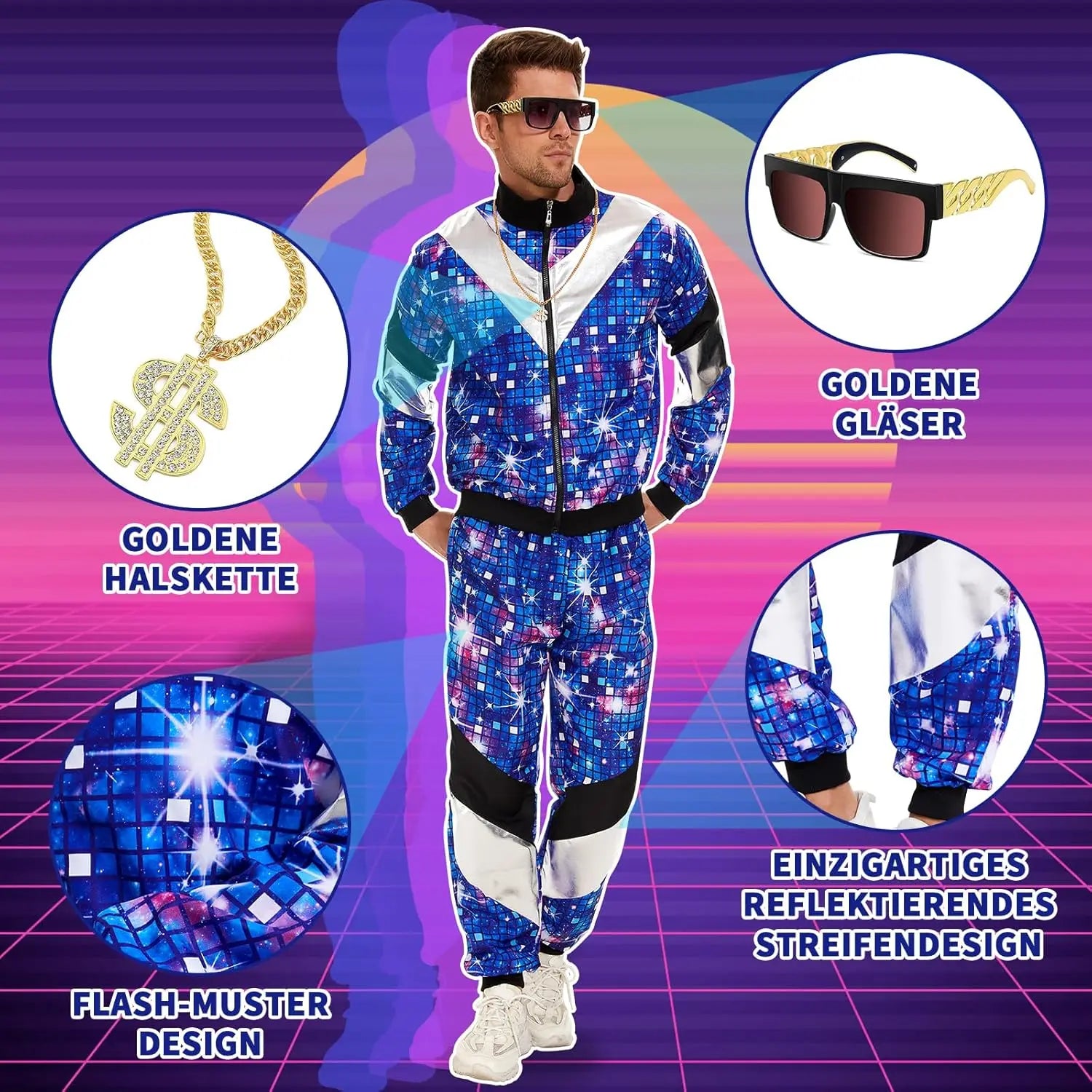 Women's Men's Costume 80s 90s Suit Party Accessories Disco Jacket Trousers Outfit Women's Men's Costume - product image 4