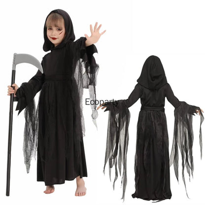 New Kids Halloween Demon Ghosts Costume Horror Night Ghost Dress Up Children Scream Death Demon Grim Reaper Cospaly Clothes