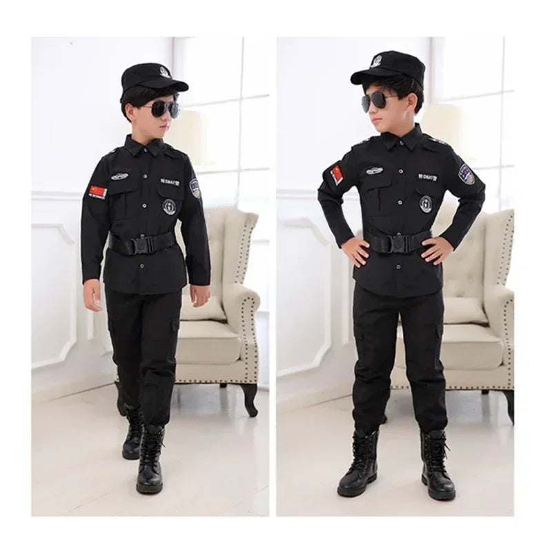 Cosplay Children Policeman Costumes Kids Christmas Party Carnival Police Uniform Halloween Boys Army
