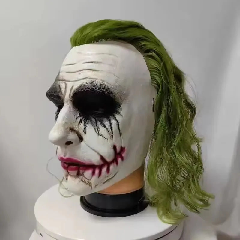 The Dark Knight Joker Cosplay Mask Green Hair Halloween Party Unisex Adult One Size Latex Mask Clown Bat