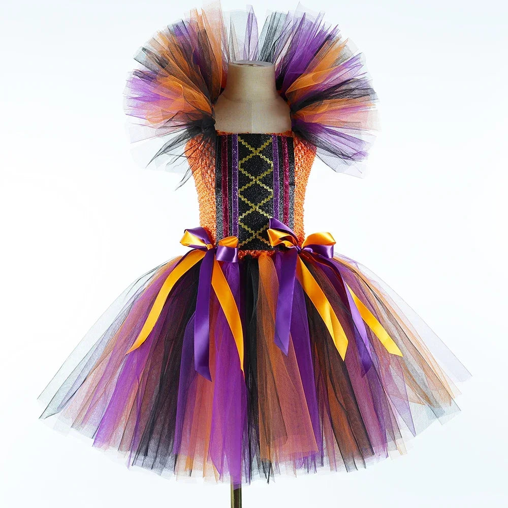 Halloween Witch Costume for Girls Fancy Tutu Dress Disguise Evil Witches Costumes Outfit Toddler Kids Purim - product image 4