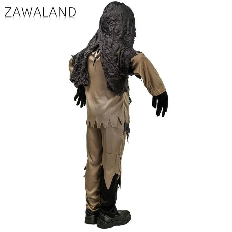 Zawaland Skeleton Halloween Cosplay Costume Boy Ghost Scary Costume Horror Party Clothes Performance Outfit Masquerade Suit