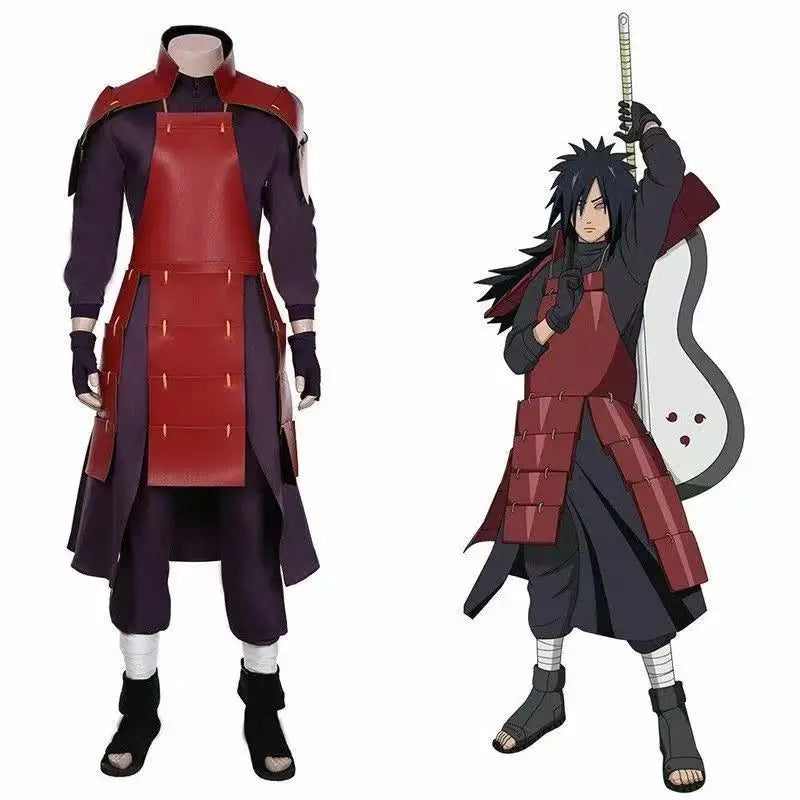 Anime Akatsuki Uchiha Madara Costume Man Armor Lining Pants Suit Halloween Costume - full set / S