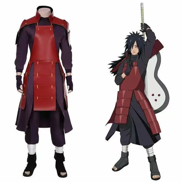 Anime Akatsuki Uchiha Madara Costume Man Armor Lining Pants Suit Halloween Costume - full set / S
