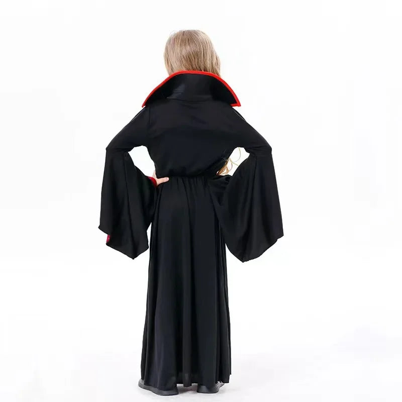 Kids Spooky Ghost Bride Fancy Dress Floral Print High Neck Flare Sleeve Gown - product image 4