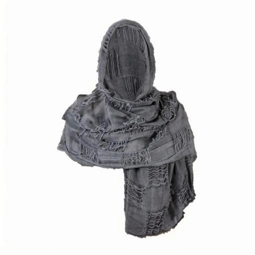 Wrap Dune Wasteland Hooded Shawl With Viking Brooch | Cowl Scarf Rogue Medieval