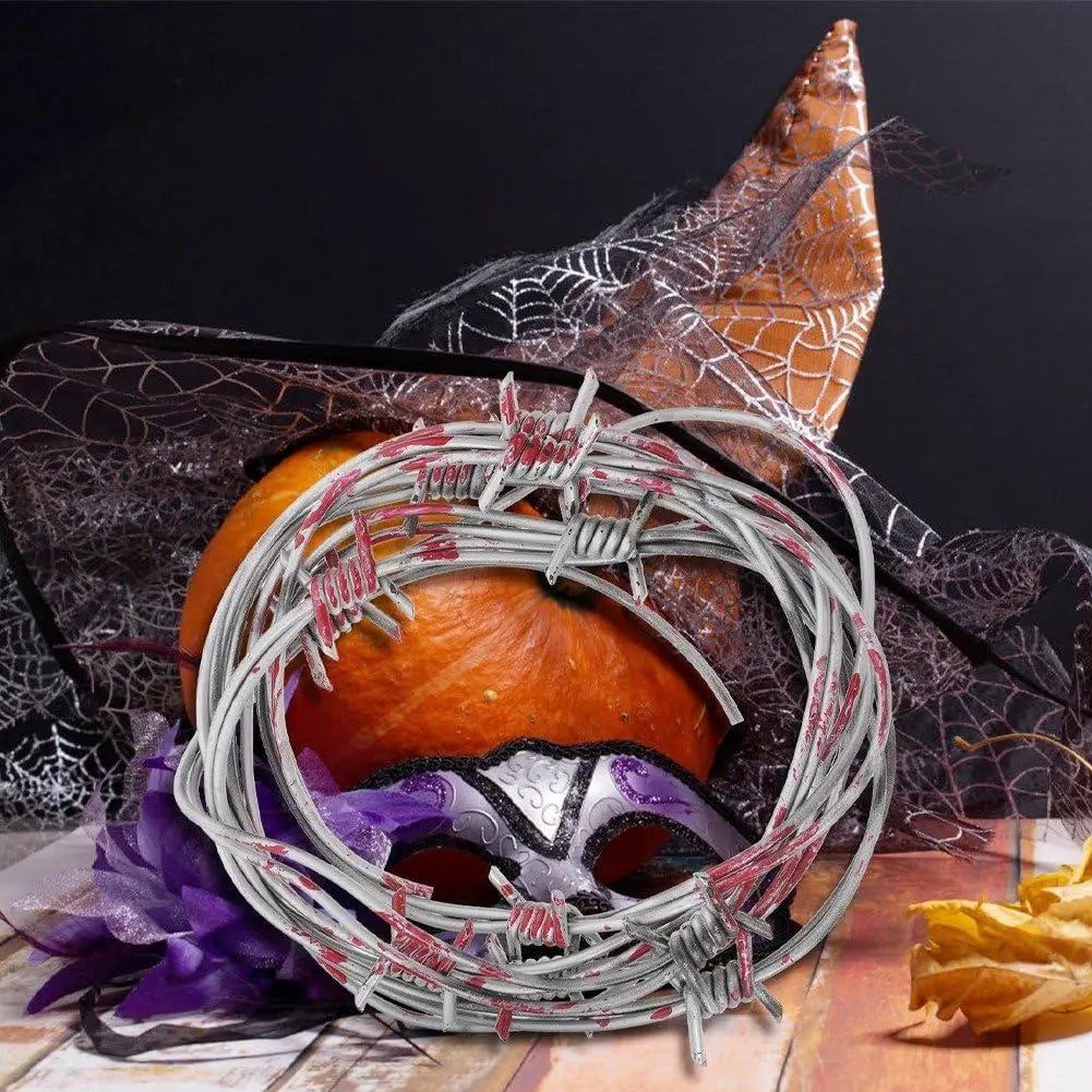 Barbed Wire Halloween Prop for Fence Decoration Simulation Fake Barbed Wires Haunted House Party Favor Backgroun Spooky Ornament