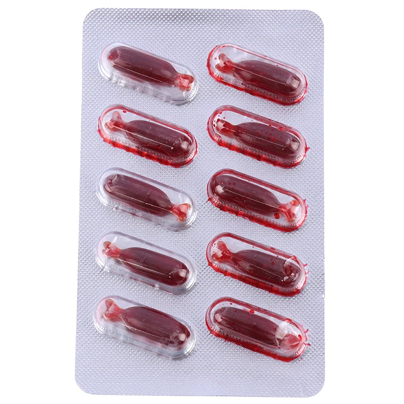 【H】10Pcs Fake Blood Pill Vampire Toy Capsules Horror Funny Toy Halloween Party Cosplay Prank Toy - product image 7