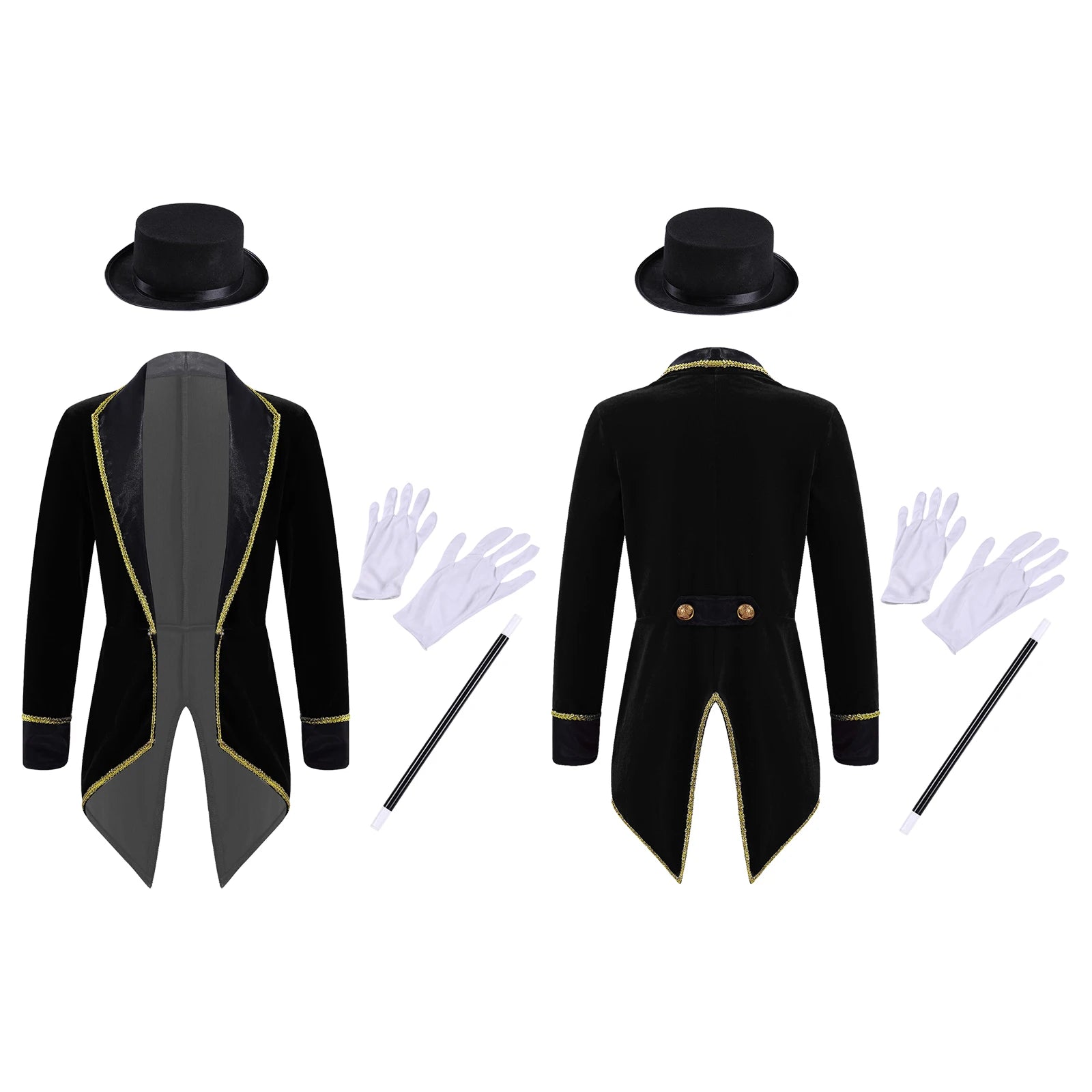 Kids Circus Ringmaster Halloween Costume Tailcoat