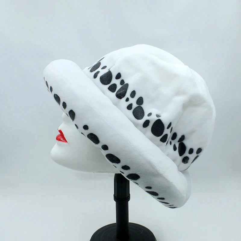 Halloween Anime Trafalgar Law Hat Costume Unisex White Spot Plush Cap Accessories Eternal - View 3