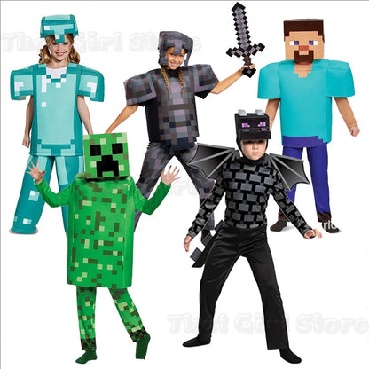 Minecraft Steve Kids' Diamond Armor 3-Piece Halloween Costume Set