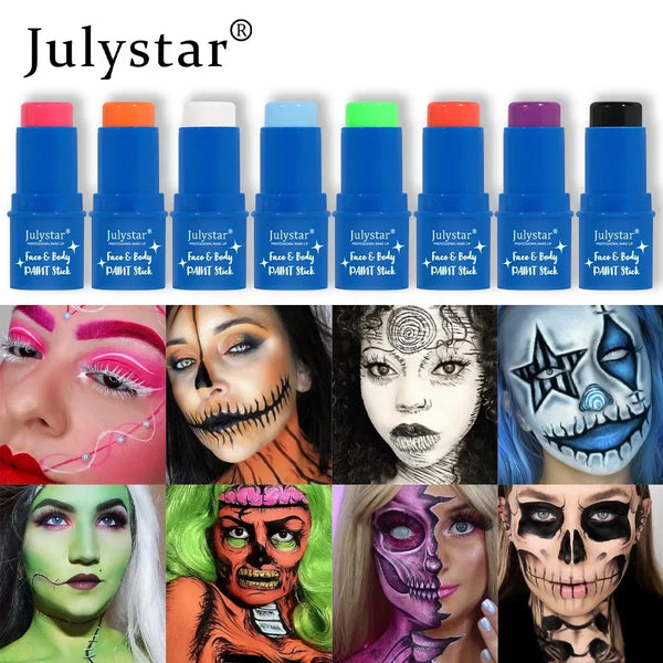 Halloween Face Body Painting Stick Cream Waterproof UV Light Neon Green Purple Pink Black White Paint Party - product image 1