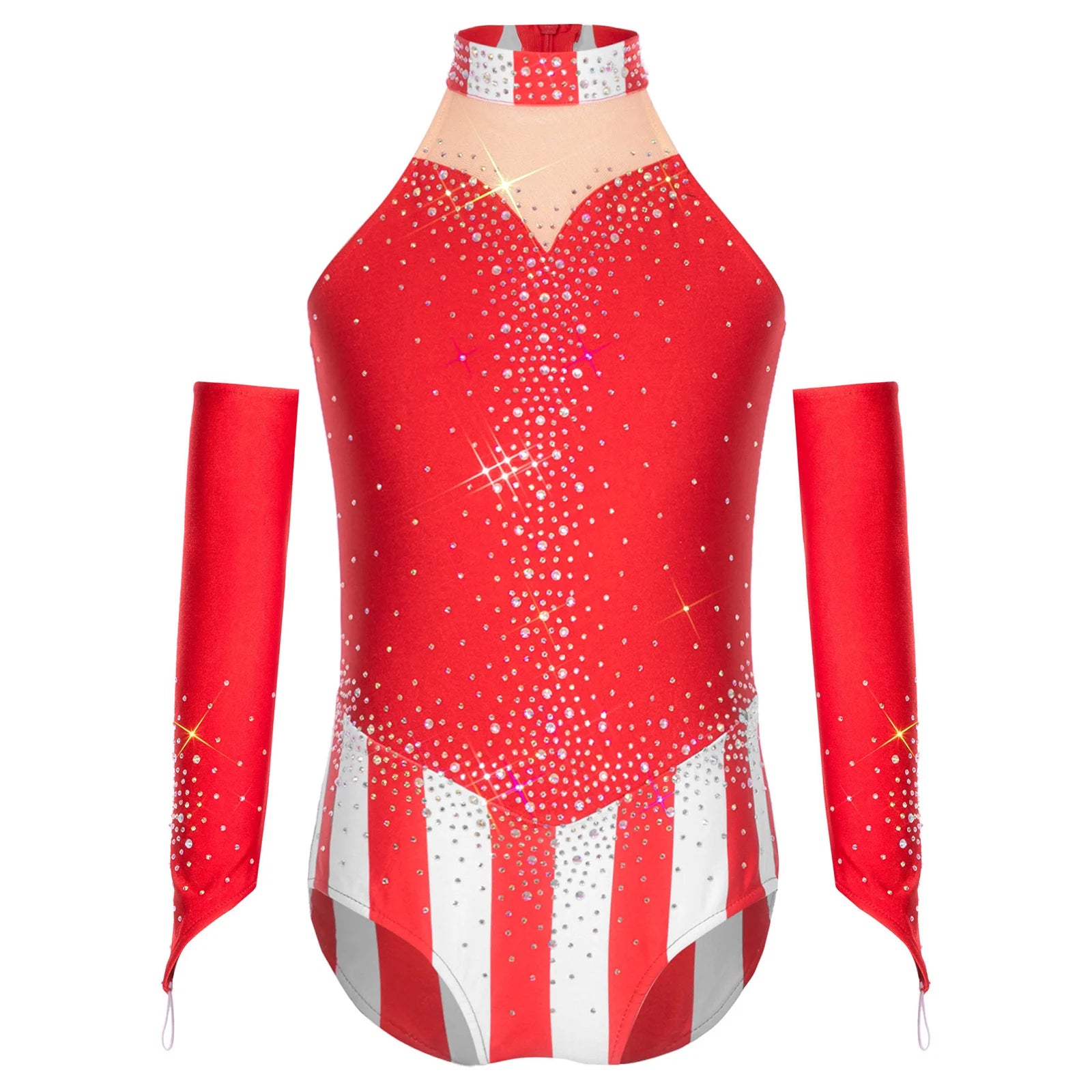 Girls Ringmaster Circus Clown Outfits Costume Dance Leotard Drum Majorette Halloween - Red F / 6