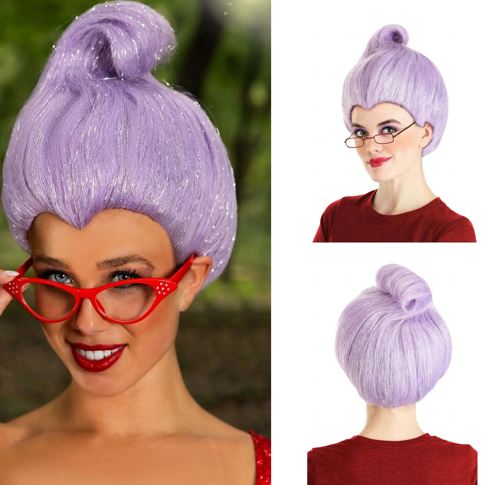 HAIRJOY Light Purple Fairy Godmother Wig – Short Synthetic Costume Hair