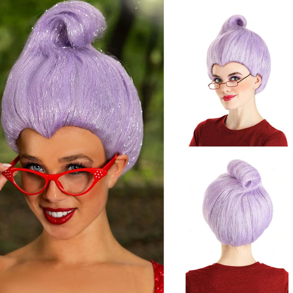 HAIRJOY Light Purple Fairy Godmother Wig – Short Synthetic Costume Hair