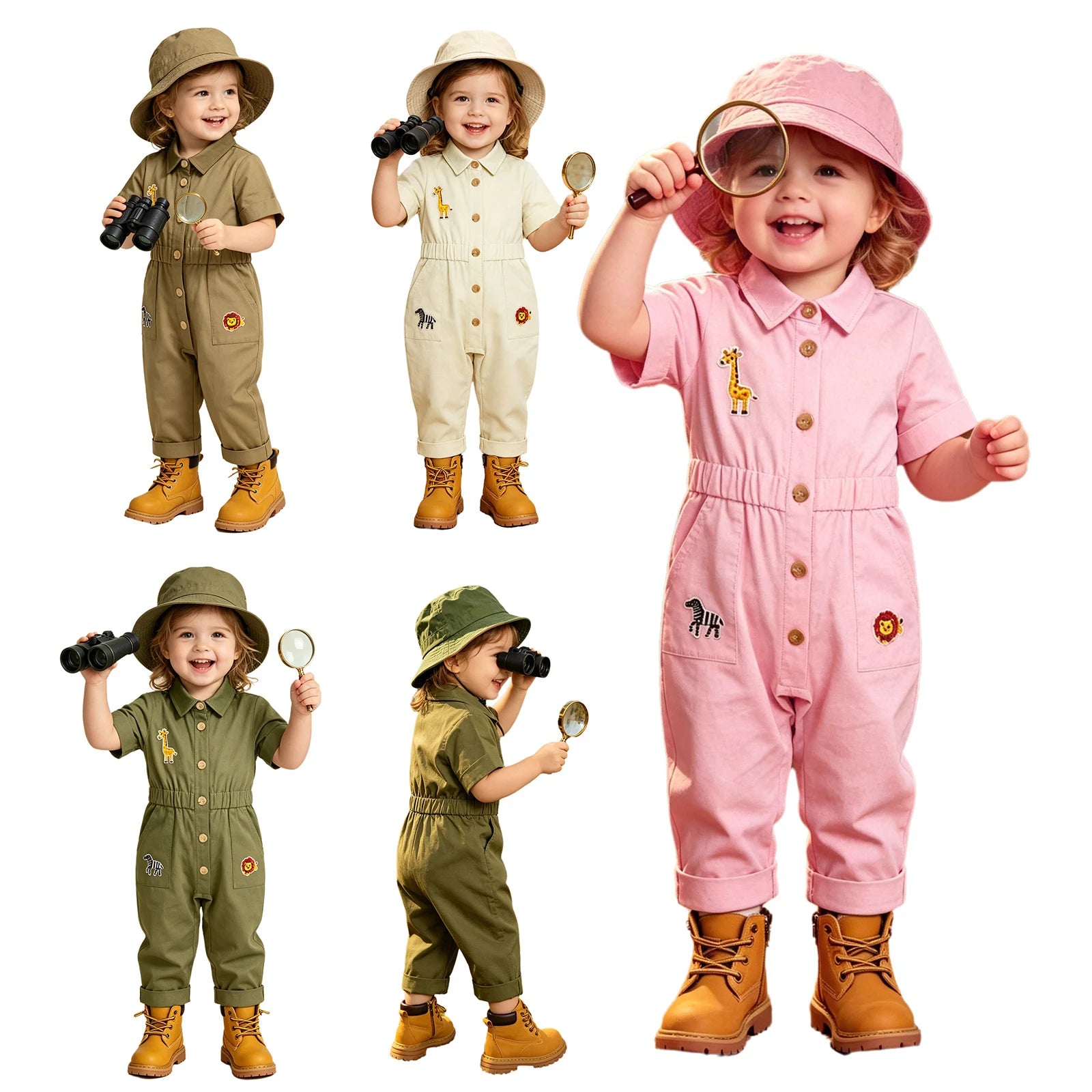IEFIEL Baby & Toddler Zookeeper Costume – Animal-Embroidered Romper