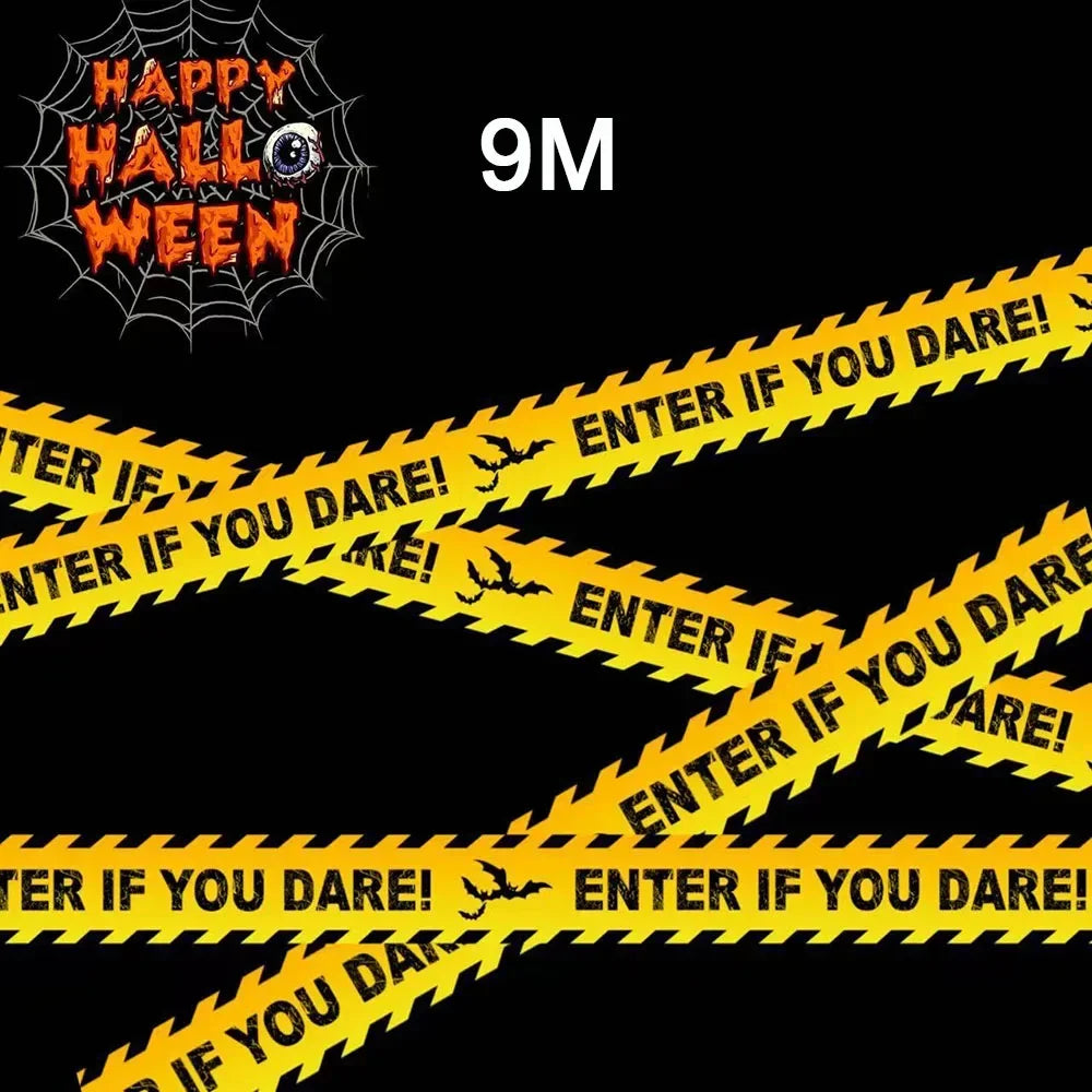 Halloween Warning Tape Signs Banner Halloween Props Window Prop Danger Warning Line Halloween Decoration Supplies