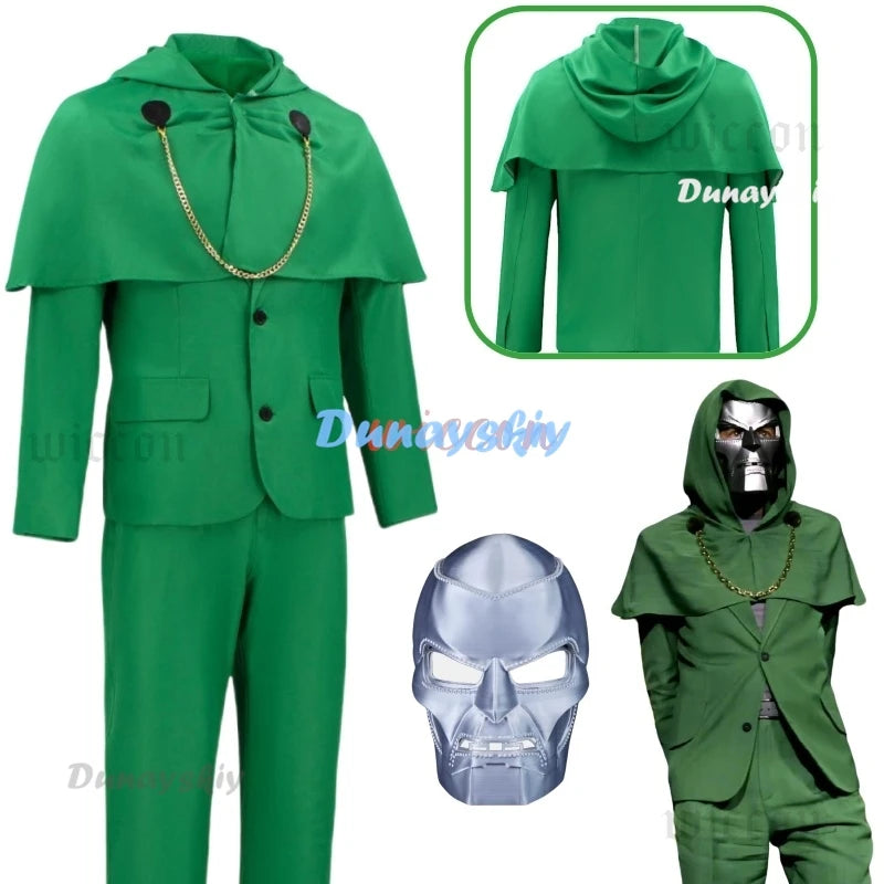 Green Armored Supervillain Costume with Mask – Adult Halloween Outfit