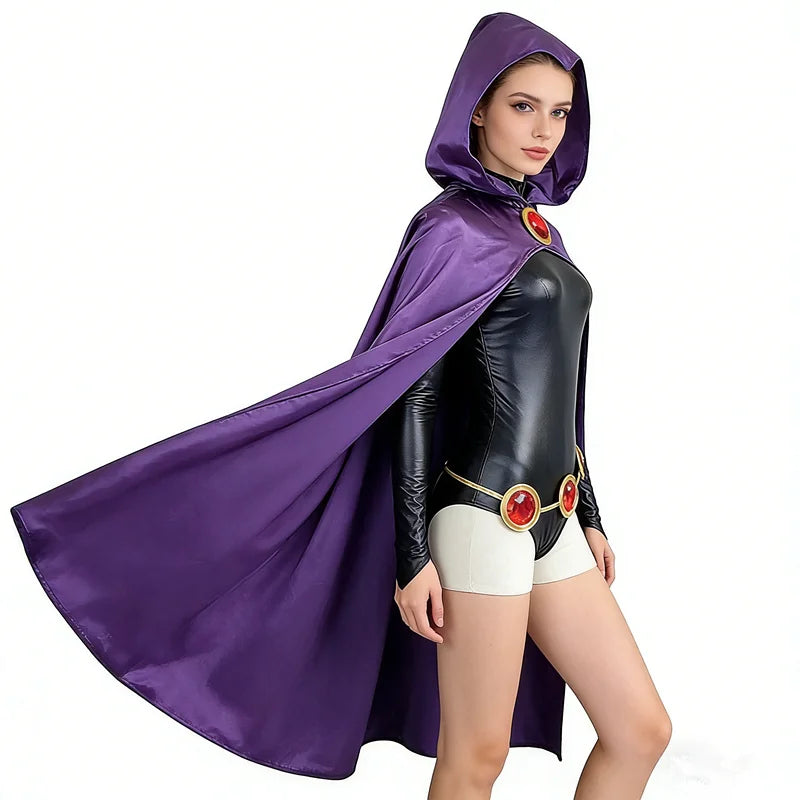 Women's Raven-Inspired Purple Cloak Halloween Costume