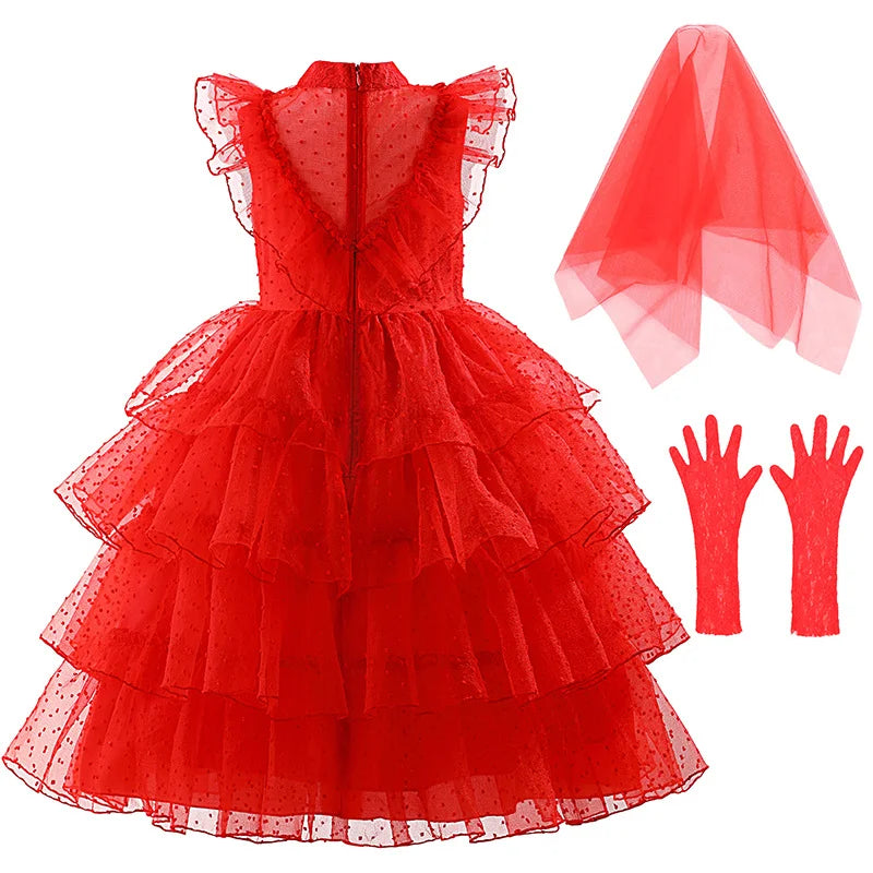 Girls Halloween red hollow out Horror Ghost Bride Devil Priestess Party Dress - product image 2