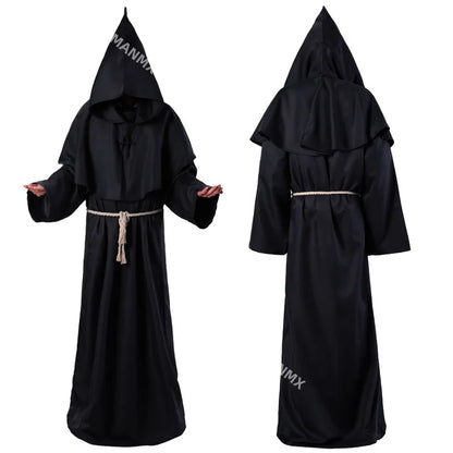 Halloween Men Medieval Monk Robes Monk Costumes Wizard Costumes Priest Costumes Costume - black / L