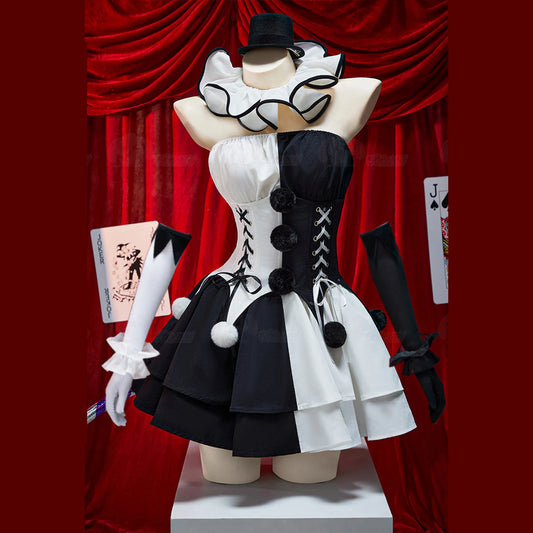 Art The Clown Cosplay Terrifier Cosplay Costumes Women Sexy Black White Dress Socks Gloves Suit Halloween - product image 1