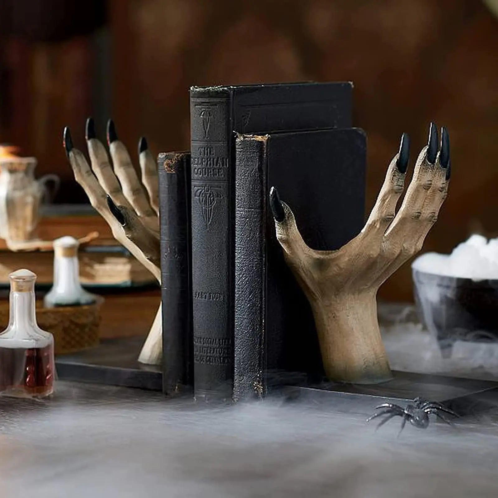 Halloween Bookends Decor Gothic Home Decor Bookends Shelves Unique Scary Monster Hand Book Ends Spooky - product image 4