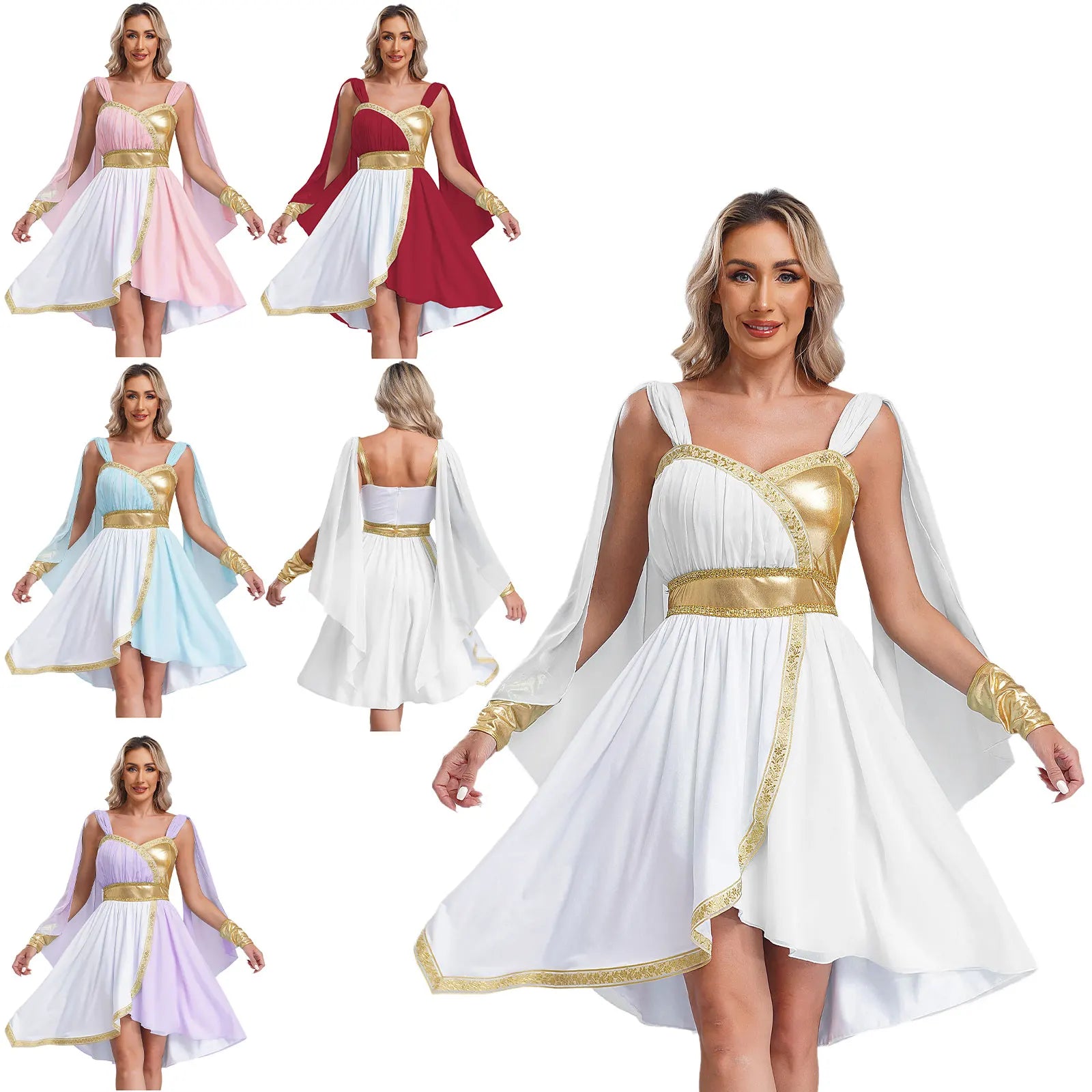 Women's Ancient Greek Athena Goddesses Roman Princess Toga Chiffon Costume - alternate view 4
