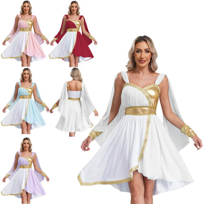 Women's Ancient Greek Athena Goddesses Roman Princess Toga Chiffon Costume - alternate view 4