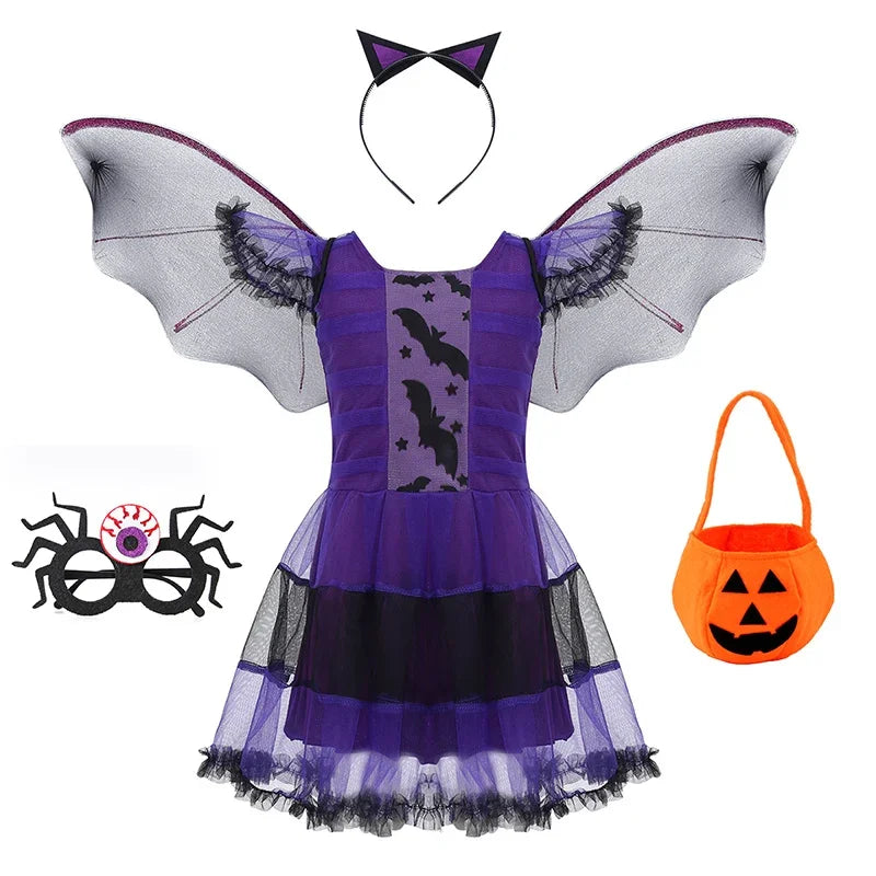 Kids' Vampire Fantasy Tutu Gothic Feather Halloween Costume - black / 47.2 in (120 cm)