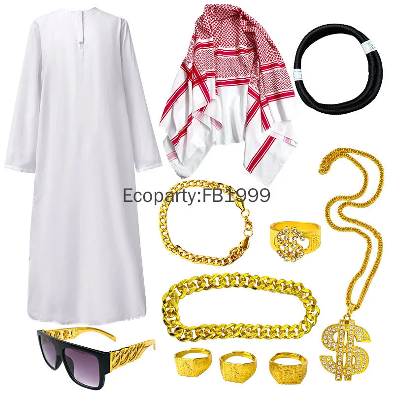 Men's Arabia Arab Sheikh Funny Shepherd Arabian Prince Outfits Spoof Dress Costume - alternate view 6